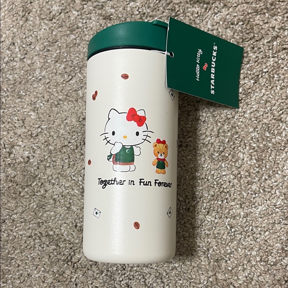 Starbucks White & Green Hello Kitty Travel Tumbler